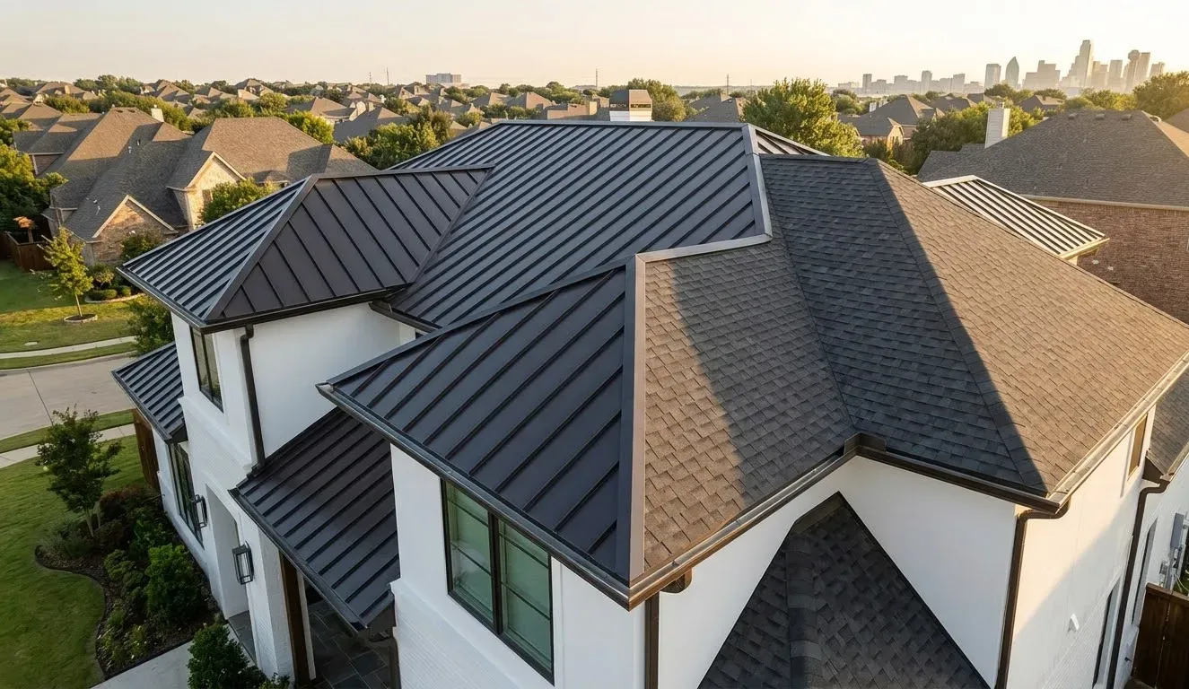 Finished roof replacement project in Dallas